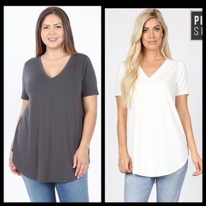 Plus IVORY v-neck T-shirt- NEW NEVER WORN